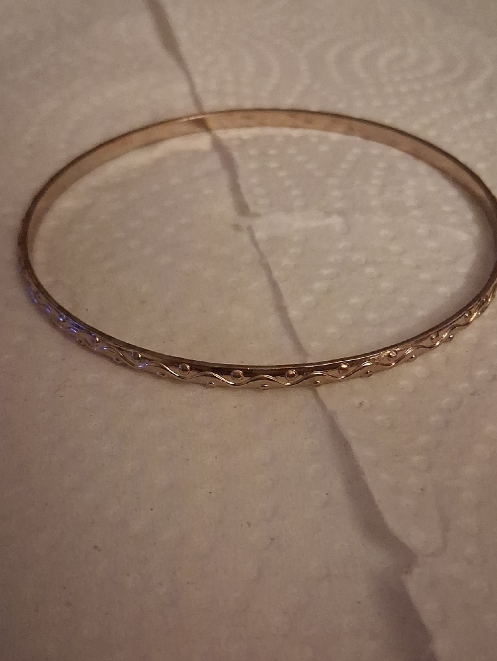 Classic Gold-Tone Etched Bangle Bracelet for Women